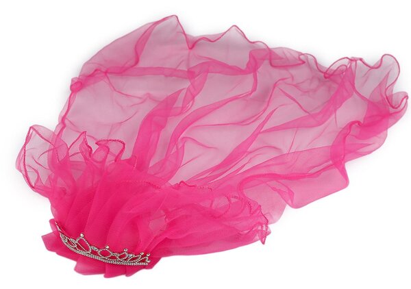 Věneček do vlasů se závojem - 17 pink