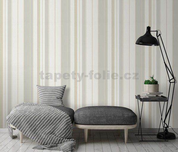 Vliesové tapety na zeď IMPOL Wall We Love 2 10139-31, pruhy strukturované šedo-béžovo-bílé, rozměr 10,05 m x 0,53 m, Erismann