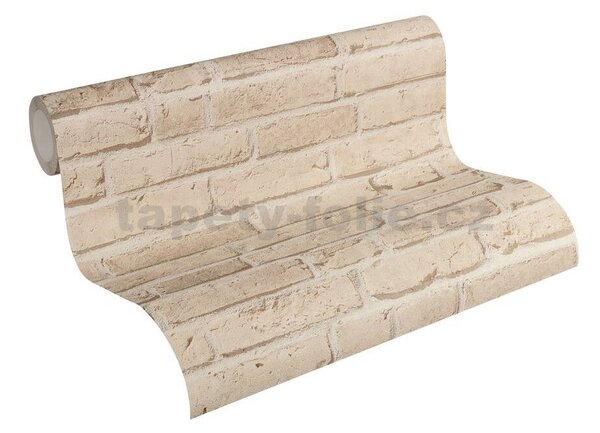 Vliesové tapety na zeď IMPOL 35581-2 Wood and Stone 2, cihly hnědo-béžové, rozměr 10,05 m x 0,53 m, A.S.Création