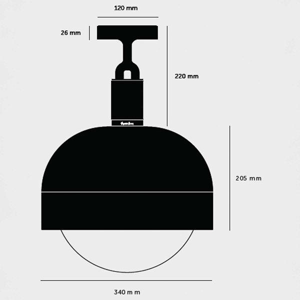 Buster & Punch Forked Globe Shade E27 stropní opálové svítidlo AntracitováL