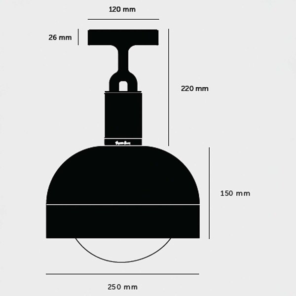 Buster & Punch Forked Globe Shade E27 stropní opálové svítidlo AntracitováL