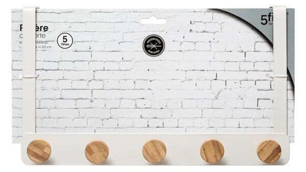 Držák na ručníky White Bamb, bílá/s dřevěnými prvky