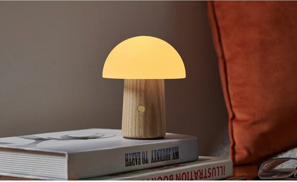 Stmívatelná stolní lampa v přírodní barvě se skleněným stínidlem (výška 13 cm) Alice – Gingko