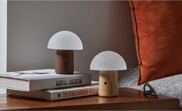 Stmívatelná stolní lampa v přírodní barvě se skleněným stínidlem (výška 13 cm) Alice – Gingko