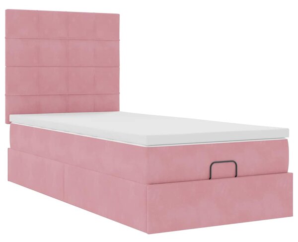 Osmanský rám postele s matracemi růžová 90x200cm samet 3313450