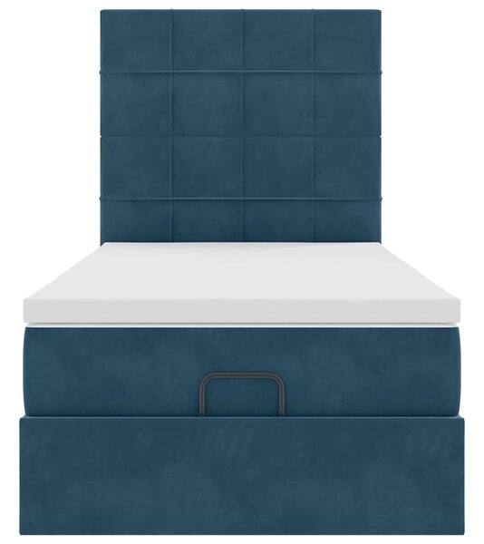 Osmanský rám postele s matracemi tmavě modrá 80x200cm samet 3313437