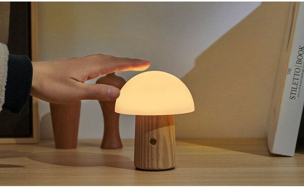 Stmívatelná stolní lampa v přírodní barvě se skleněným stínidlem (výška 13 cm) Alice – Gingko