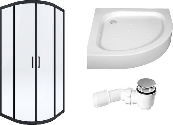 Sada sprchový kout Deante Funkia KYP_N51K, půlkruhová sprchová vanička Deante Standard New KTA_053B, NHC_025C