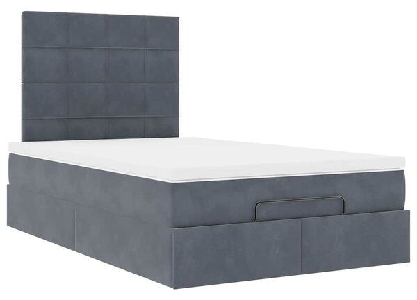 Osmanský rám postele s matracemi tmavě šedá 120x190 cm samet 3313458
