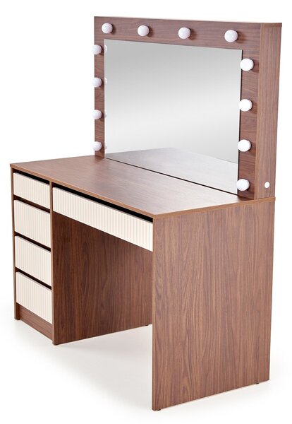 HALMAR Toaletní stolek HOLLYWOOD 2XL s LED osvětlením 120 cm kašmírový/ořech
