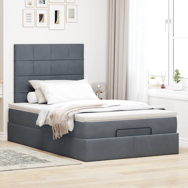 Osmanský rám postele s matracemi tmavě šedá 120x190 cm samet 3313458