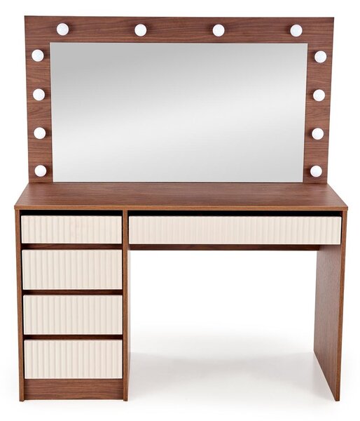 HALMAR Toaletní stolek HOLLYWOOD 2XL s LED osvětlením 120 cm kašmírový/ořech