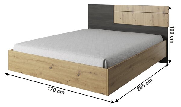 Manželská postel 160 cm Barffy (dub artisan + černá borovice)