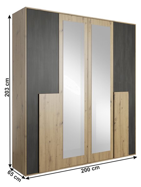Šatní skříň se zrcadlem 2D Barffy 