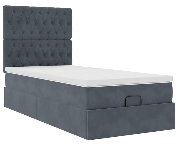 Osmanský rám postele s matracemi tmavě šedá 90x200cm samet 3313518