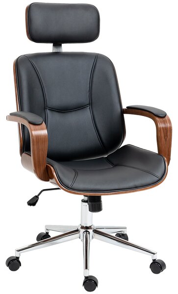 Ergonomická kancelářská židle Vinsetto s otočnou deskou a PU koženým potahem, s odnímatelným opěradlem, nastavitelnou výškou a naklápěcí funkcí 63x62x