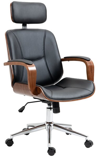Ergonomická kancelářská židle Vinsetto s otočnou deskou a PU koženým potahem, s odnímatelným opěradlem, nastavitelnou výškou a naklápěcí funkcí 63x62x