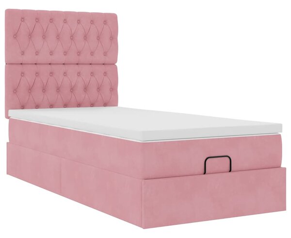 Osmanský rám postele s matracemi růžová 80x200cm samet 3313510