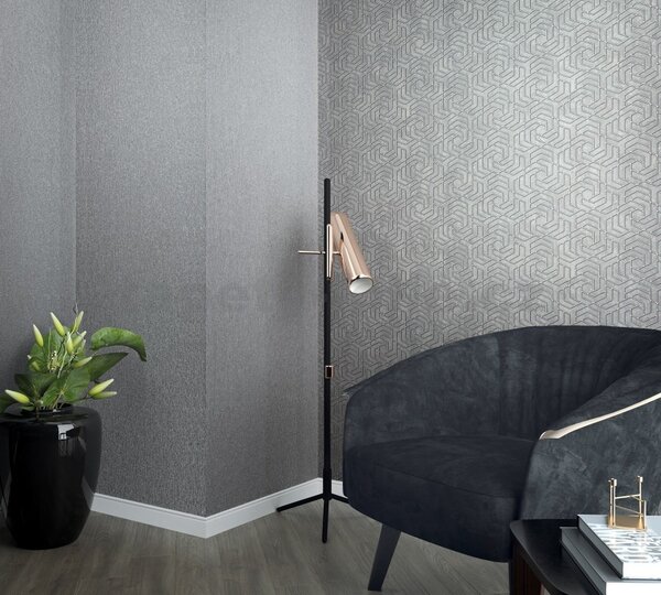 Vliesové tapety na zeď IMPOL City Glam 32607, geometrický vzor světle šedý se stříbrnými metalickými odlesky, rozměr 10,05 m x 0,53 m, Marburg