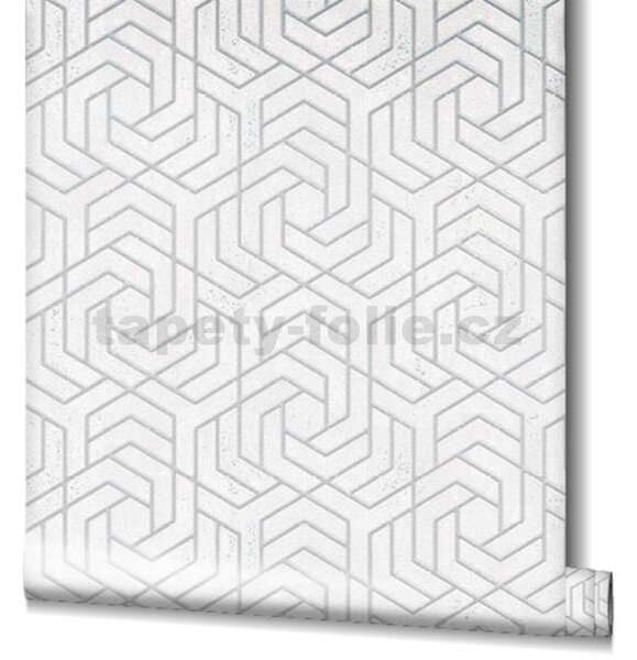 Vliesové tapety na zeď IMPOL City Glam 32607, geometrický vzor světle šedý se stříbrnými metalickými odlesky, rozměr 10,05 m x 0,53 m, Marburg