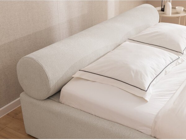 Béžová čalouněná dvoulůžková postel s úložným prostorem s roštem 180x200 cm Cille – Ropez