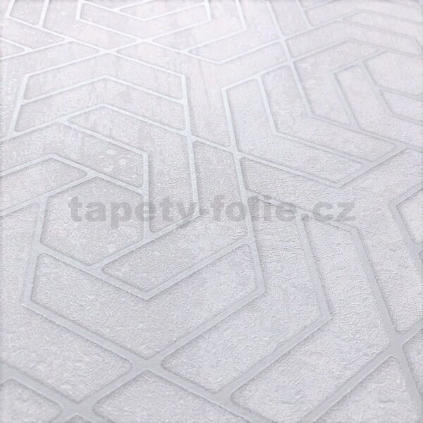 Vliesové tapety na zeď IMPOL City Glam 32607, geometrický vzor světle šedý se stříbrnými metalickými odlesky, rozměr 10,05 m x 0,53 m, Marburg