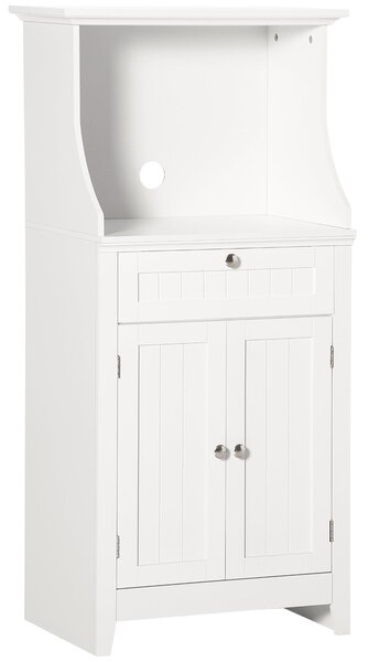HOMCOM Kuchařský vozík Mikrovlnná skříň Kyvný kabinet s zásuvkou a policí 2 dveře Prostor proti převrhnutí pro jídelnu 60x40x122,5 cm Bílá | Aosom