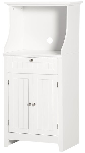 HOMCOM Kuchařský vozík Mikrovlnná skříň Kyvný kabinet s zásuvkou a policí 2 dveře Prostor proti převrhnutí pro jídelnu 60x40x122,5 cm Bílá | Aosom