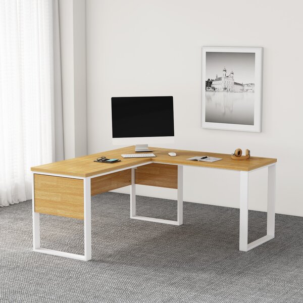 Rohový kancelářský stůl Houseland Nuvia Home 01 160 cm dub/bílý