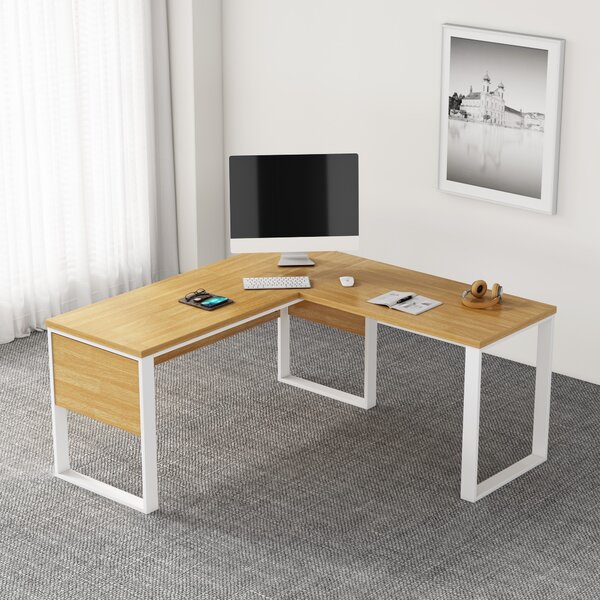Rohový kancelářský stůl Houseland Nuvia Home 01 160 cm dub/bílý