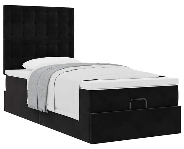 Osmanský rám postele s matracemi černá 80x200cm samet 3313579