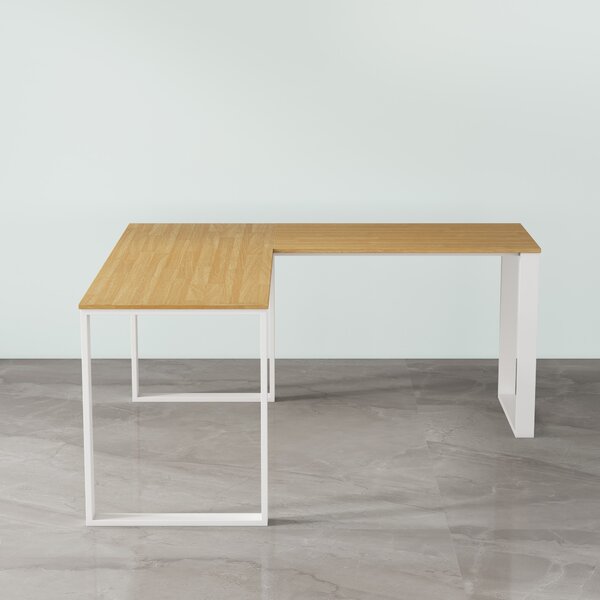 Rohový kancelářský stůl Houseland Nuvia Home 03 160 cm dub/bílý