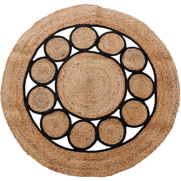 Kulatý koberec v boho stylu, jutový, Ø 90 cm