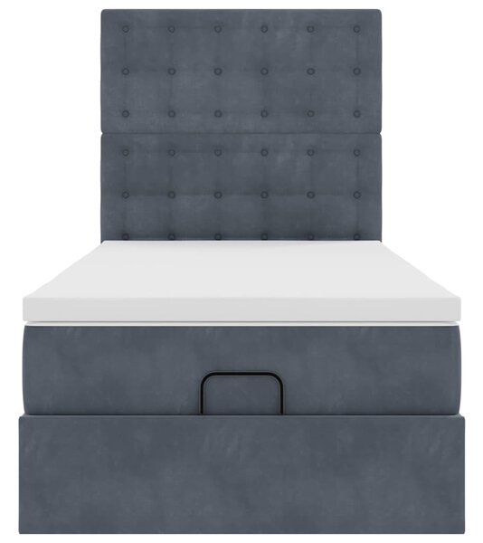 Osmanský rám postele s matracemi tmavě šedá 80x200cm samet 3313578