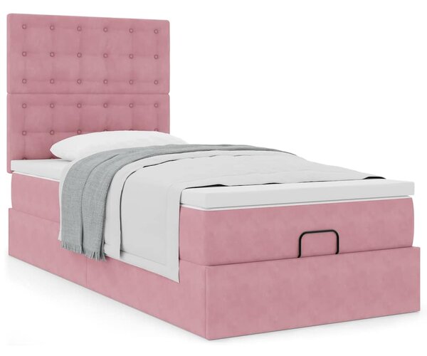 Osmanský rám postele s matracemi růžová 80x200cm samet 3313582