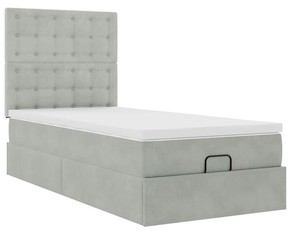 Osmanský rám postele s matracemi světle šedá 90x200cm samet 3313589