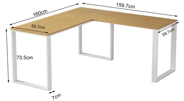 Rohový kancelářský stůl Houseland Nuvia Home 03 160 cm dub/bílý