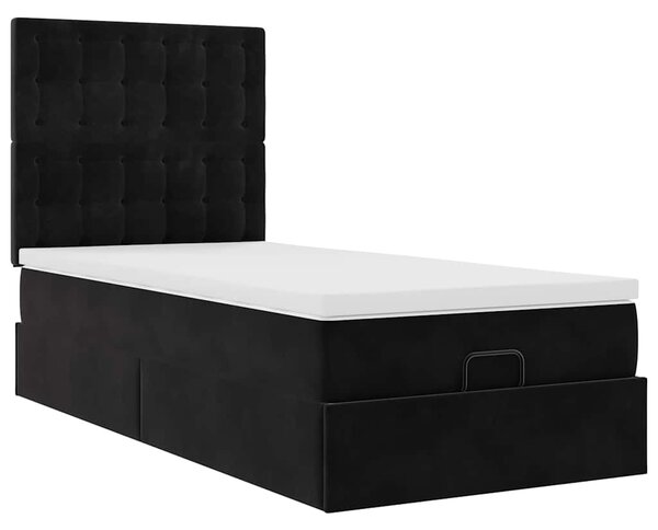 Osmanský rám postele s matracemi černá 80x200cm samet 3313579
