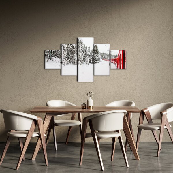 Obraz - Vlak v zasněžené krajině (125x70 cm)
