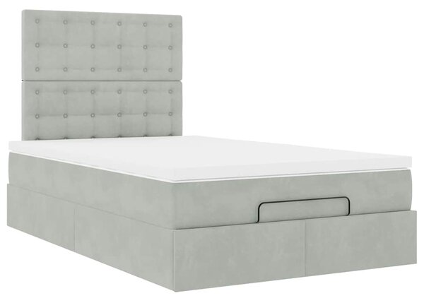 Osmanský rám postele s matracemi světle šedá 120x200cm samet 3313607