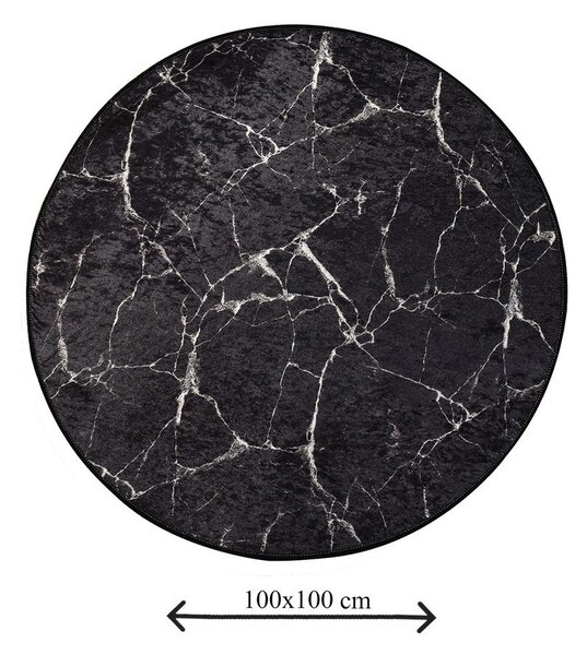 Černá koupelnová předložka ø 100 cm Marble – Foutastic