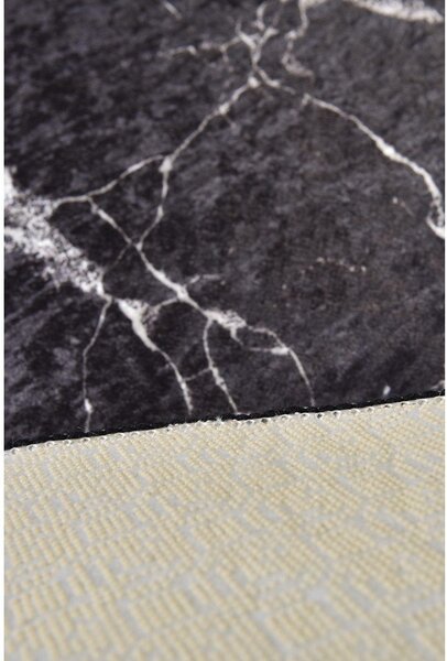 Černá koupelnová předložka ø 100 cm Marble – Foutastic