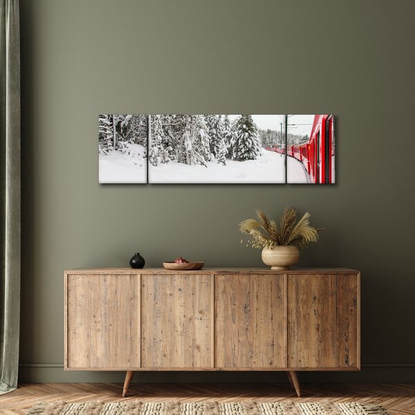 Obraz - Vlak v zasněžené krajině (170x50 cm)