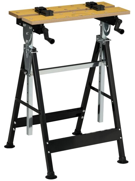 HOMCOM Výškově nastavitelný pracovní stůl s 4 otáčecími kolíky a nastavitelné desky v úhlu a vzdálenosti 65x57x85-114 cm Přírodní dřevo a Černá | Aoso