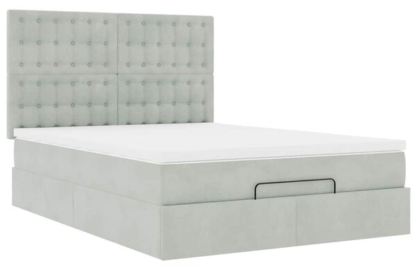 Osmanský rám postele s matracemi světle šedá 140x190cm samet 3313613