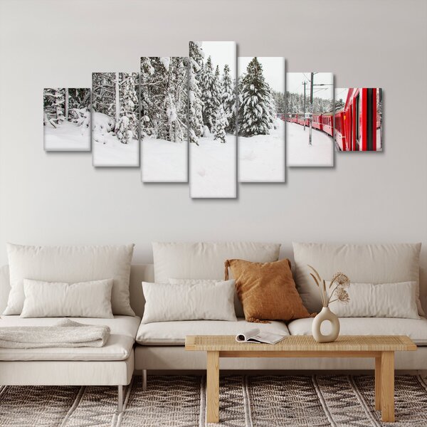 Obraz - Vlak v zasněžené krajině (210x100 cm)