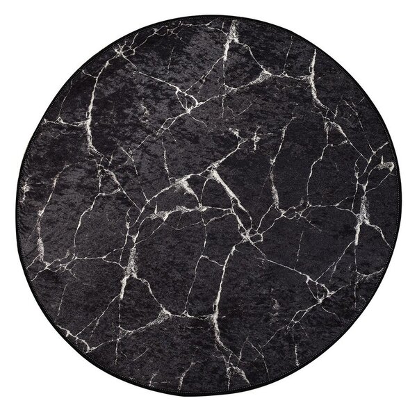 Černá koupelnová předložka ø 100 cm Marble – Foutastic