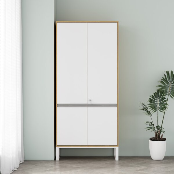 Vysoká kancelářská skříň Houseland Nuvia Loft 90 cm dub/bílá