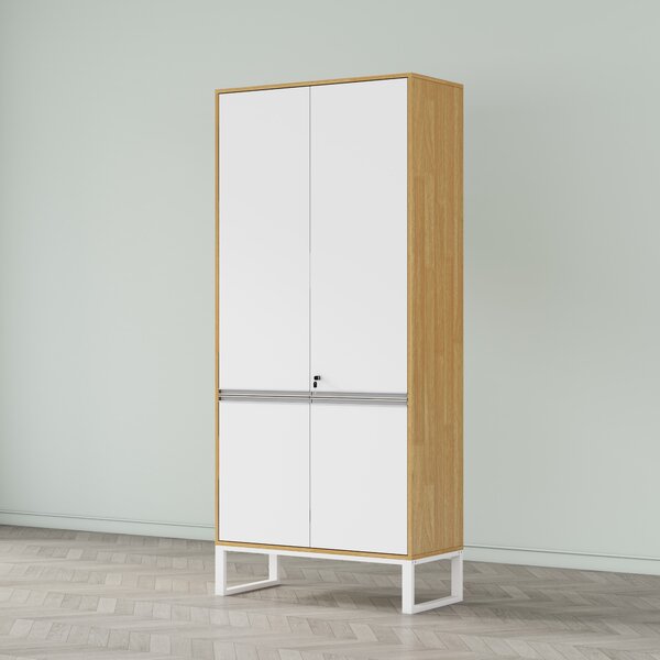 Vysoká kancelářská skříň Houseland Nuvia Loft 90 cm dub/bílá