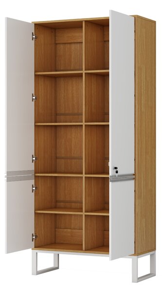 Vysoká kancelářská skříň Houseland Nuvia Loft 90 cm dub/bílá